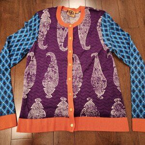 Tory Burch women's button up long sleeve cardigan in size medium merino wool